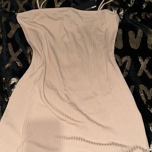 Spaghetti strap tight dress nude / beige dress. Ribbed mini dress